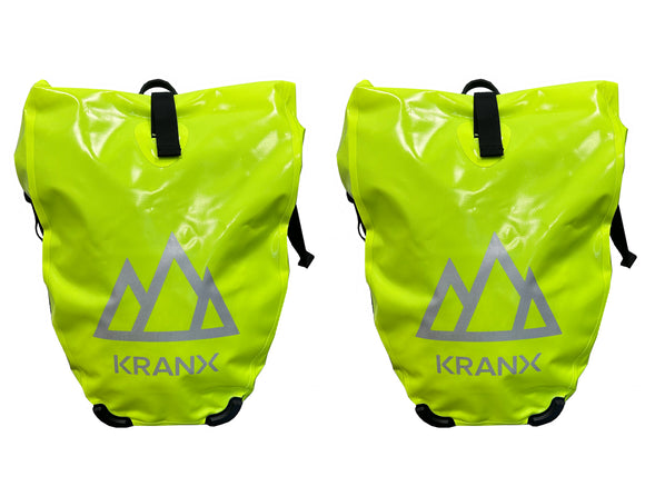 KranX Grampian Waterproof Panniers in Fluo Yellow 48L (Pair)